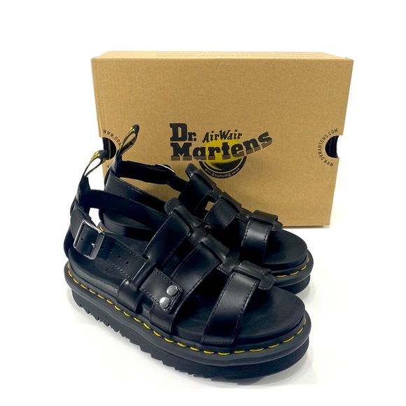 NEW DR MARTENS TERRY LEATHER STRAP SANDALS - Picture 2 of 15